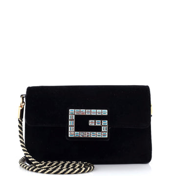 Gucci G Broadway Shoulder Bag Velvet with Crystals Small
