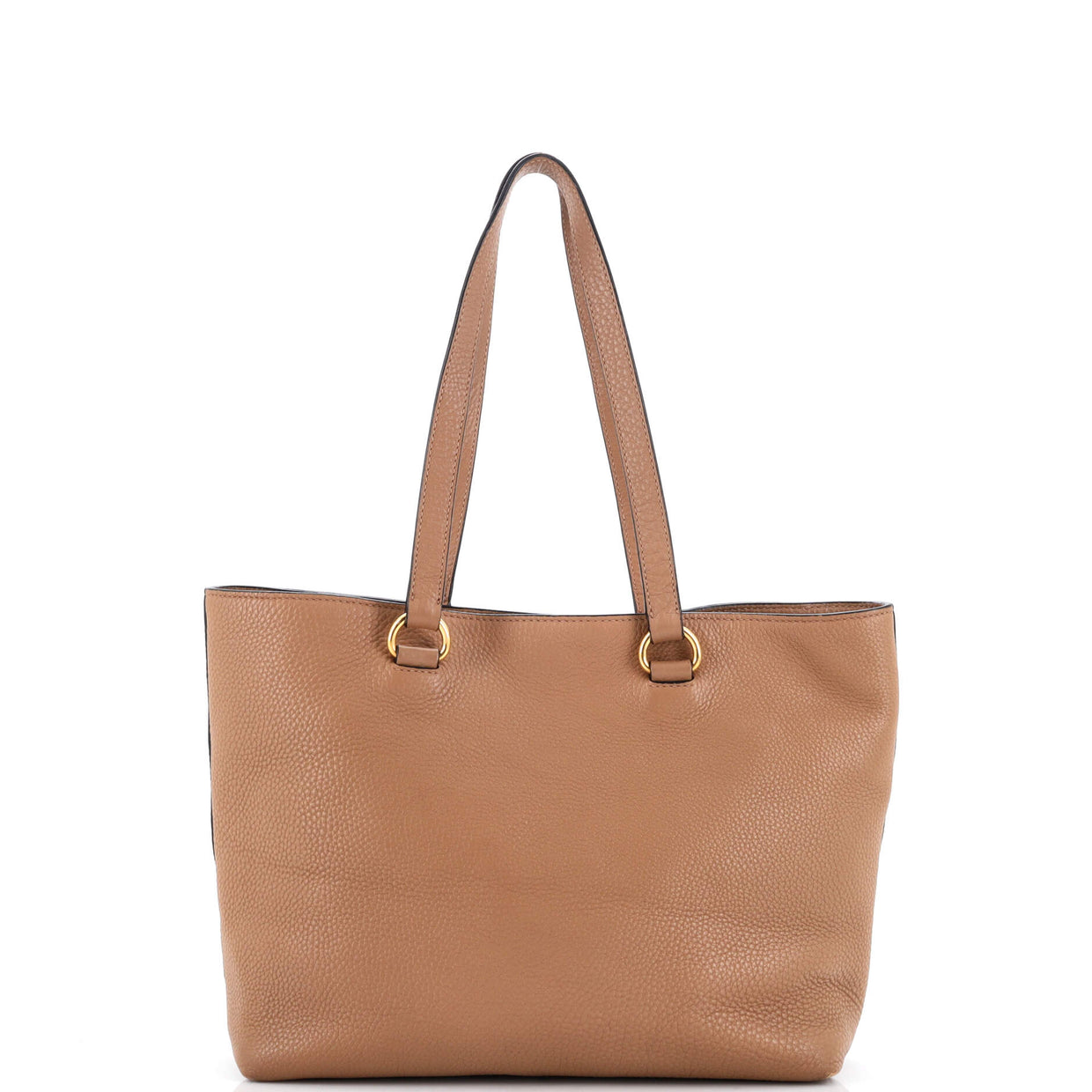 Prada Embossed Logo Open Tote Vitello Daino Medium Brown 2319901