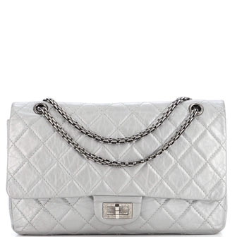 Chanel 2.55 Reissue Flap Bag Size 227 in Cream Silver Aged Calfskin