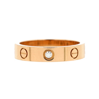 Cartier Love Wedding Band 1 Diamond Ring 18K Rose Gold with Diamond