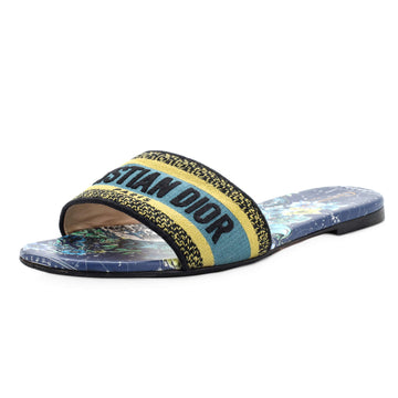Christian Dior Women's Dway Flat Sandals Embroidered Canvas