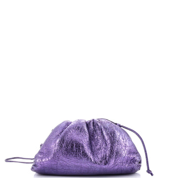 Bottega Veneta The Pouch Crinkled Metallic Leather Mini