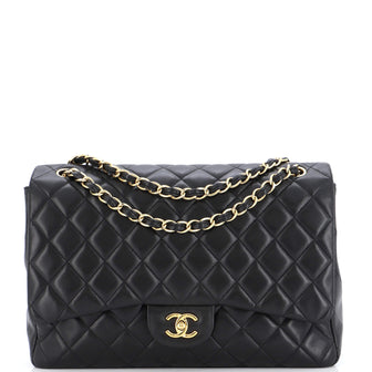 Chanel Vintage Classic Single Flap Bag Quilted Lambskin Maxi