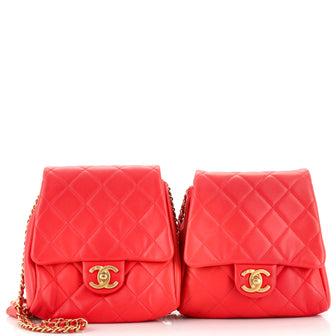 Side Packs Flap Bag Quilted Lambskin Small