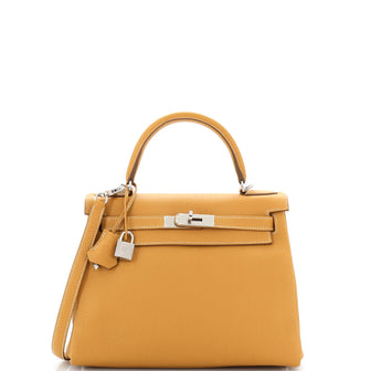 Hermes Kelly Handbag Brown Togo with Palladium Hardware 28
