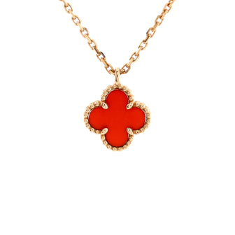 Van Cleef & Arpels Sweet Alhambra Pendant Necklace 18K Rose Gold and Carnelian