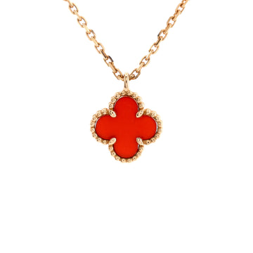 Van Cleef & Arpels Sweet Alhambra Pendant Necklace 18K Rose Gold and Carnelian