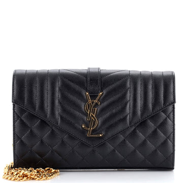 Saint Laurent Classic Monogram Envelope Satchel Mixed Matelasse Leather Medium