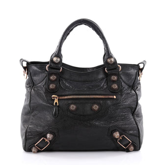 Balenciaga Velo Giant Studs Handbag Leather Black
