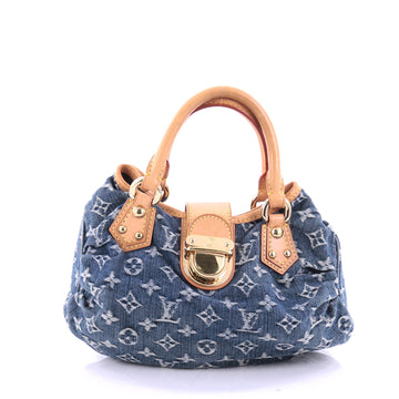 Louis Vuitton Pleaty Handbag Denim Small Blue 2321602