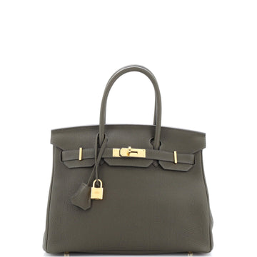 Hermes Birkin Handbag Green Togo with Gold Hardware 30