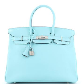 Hermes Birkin Handbag Blue Epsom with Palladium Hardware 35