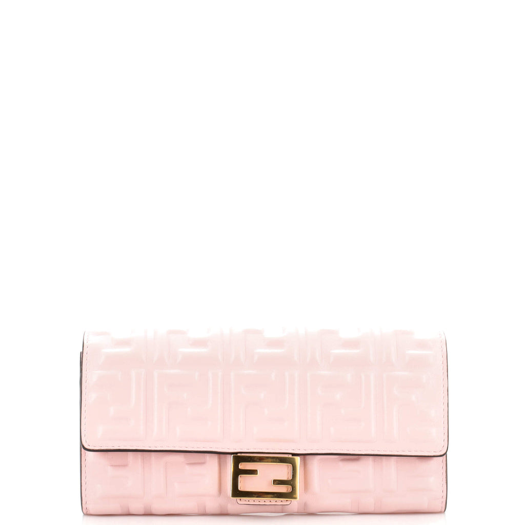 Fendi Pink The Baguette Continental Leather Wallet