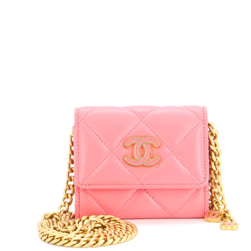 Chanel Pending CC Card Holder on Chain Quilted Lambskin