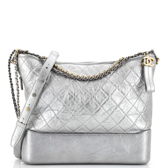 Chanel Gabrielle Hobo Quilted Metallic Aged Calfskin Large