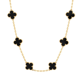 Van Cleef & Arpels Vintage Alhambra 10 Motifs Necklace 18K Yellow Gold and Onyx