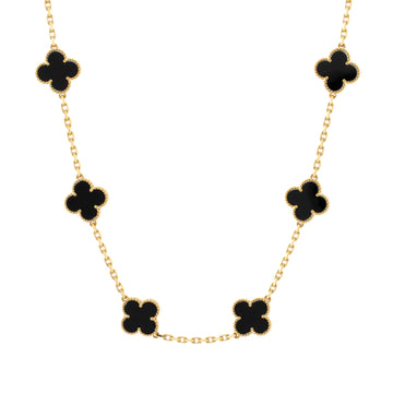 Van Cleef & Arpels Vintage Alhambra 10 Motifs Necklace 18K Yellow Gold and Onyx