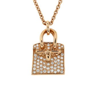 Hermes Birkin Amulette Pendant Necklace 18K Rose Gold and Diamonds
