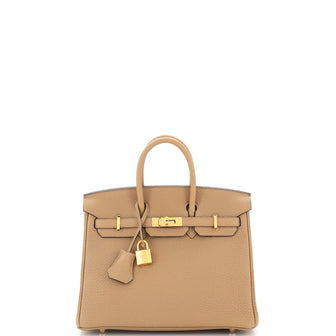 Hermes Birkin Handbag Chai Togo with Gold Hardware 25 Brown