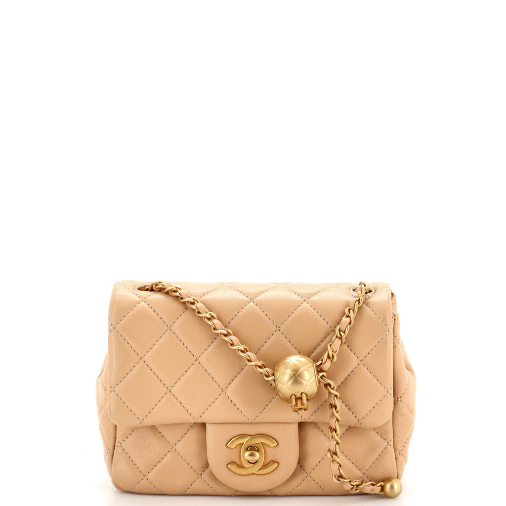 Gold Quilted Lambskin Square Flap Bag