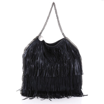 Stella McCartney Falabella Fringe Tote Faux Suede Large Blue 2322405