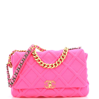 Chanel 19 Flap Bag Quilted Jersey Maxi Pink 2312491