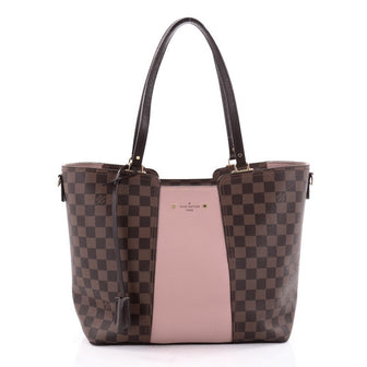 Louis Vuitton Jersey Handbag Damier Canvas with Leather 2322501
