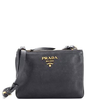 Prada Double Zip Crossbody Bag Vitello Daino Small