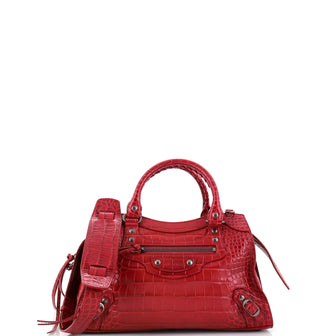 Balenciaga Neo Classic City Bag Crocodile Embossed Leather Small