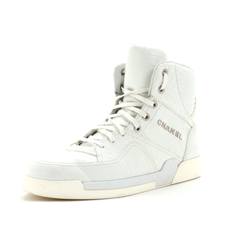 Chanel Men's Logo High-Top Sneakers Crocodile Embossed Leather