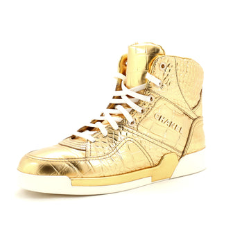 Chanel Men's Logo High-Top Sneakers Crocodile Embossed Leather