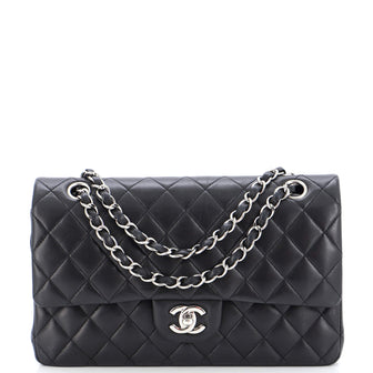 Chanel Classic Double Flap Bag Quilted Lambskin Medium Black 2318221