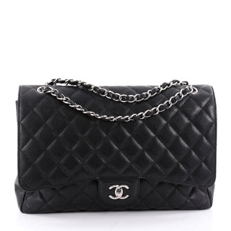 Chanel Classic Single Flap Bag Quilted Caviar Maxi Black