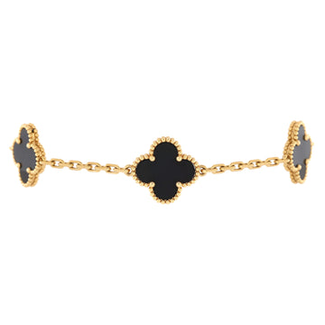Van Cleef & Arpels Vintage Alhambra 5 Motifs Bracelet 18K Yellow Gold and Onyx