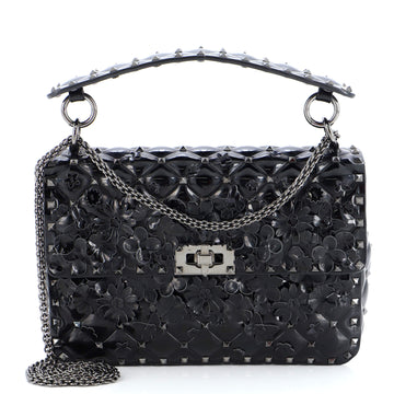 Valentino Garavani Rockstud Spike Flap Bag Quilted Metallic PVC with Applique Medium