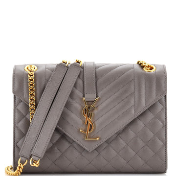 Saint Laurent Classic Monogram Envelope Satchel Mixed Matelasse Leather Medium