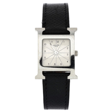 Hermes Heure H Quartz Watch Stainless Steel and Leather 21