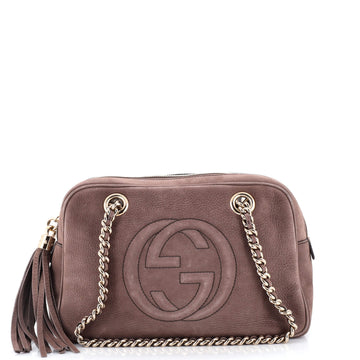 Gucci Soho Chain Zip Shoulder Bag Nubuck Small
