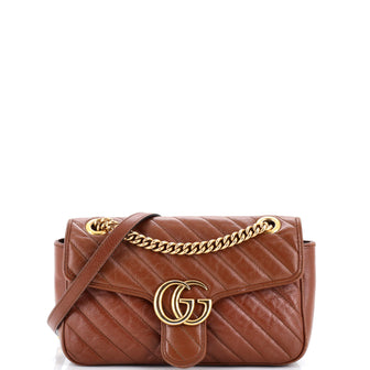 Gucci GG Marmont Flap Bag Diagonal Quilted Leather Small