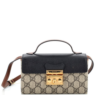 Gucci Padlock Top Handle Bag GG Coated Canvas and Leather Mini