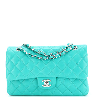 Chanel Classic Double Flap Bag Quilted Lambskin Medium Blue
