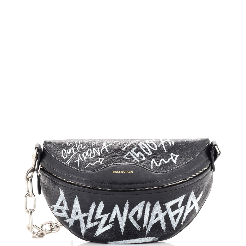 Rød dato Mince diktator Balenciaga Graffiti Souvenir Belt Bag Leather XS Black 2324391