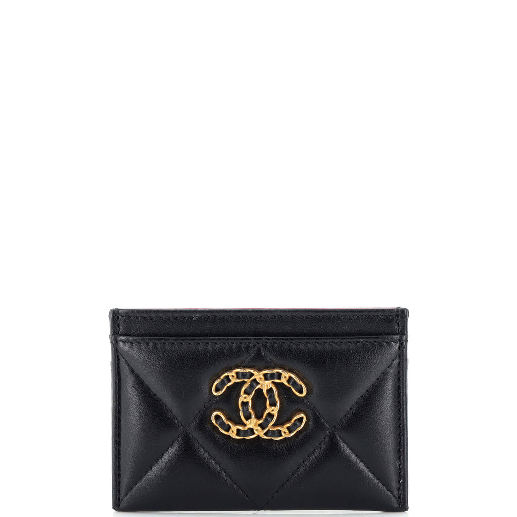 Chanel 19 Card Holder Quilted Leather Black 2324541