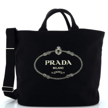 Prada Canapa Convertible Shopping Tote Canvas Large