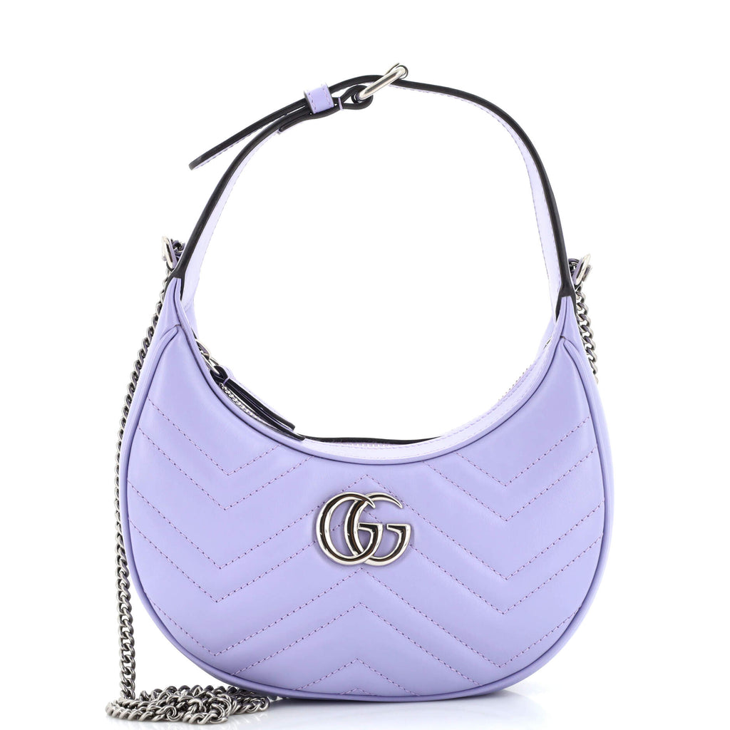 Gucci GG Marmont Half Moon Hobo Leather Mini Purple 23245933