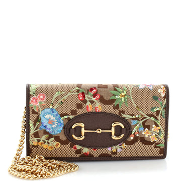Gucci Horsebit 1955 Chain Wallet Embroidered Jumbo GG Canvas