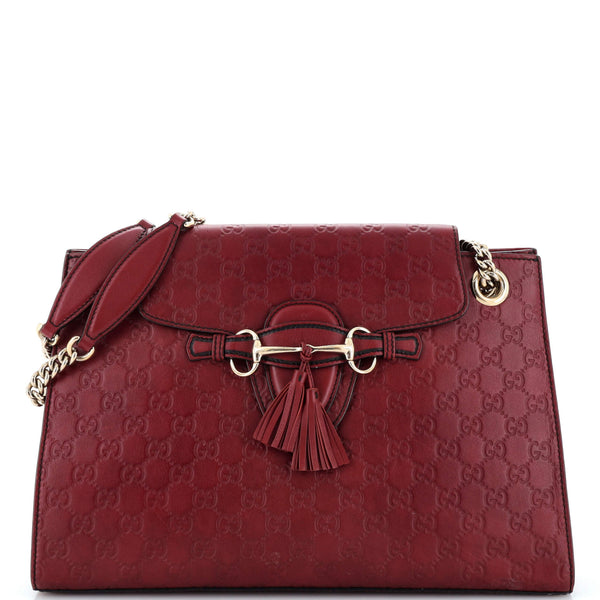 Gucci Red Guccissima Leather Large Emily Chain Shoulder Bag