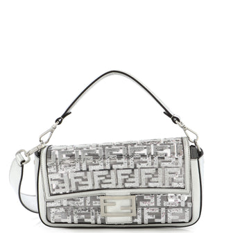 Fendi Baguette NM Bag Sequin Zucca Embroidered PU Medium