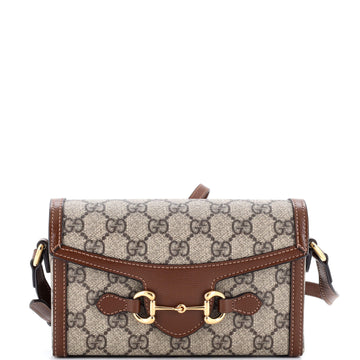 Gucci Horsebit 1955 Flap Crossbody Bag GG Coated Canvas Mini