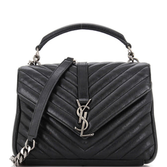 Saint Laurent Classic Monogram College Bag Matelasse Chevron Leather Medium